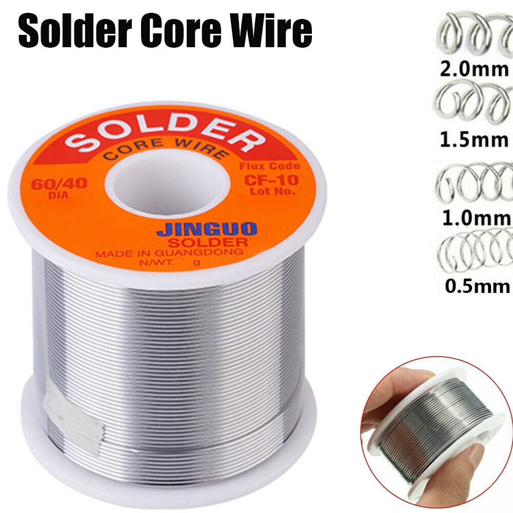 2x 60/40 Tin lead Solder Wire Rosin Core Soldering Kit Tool 2% Flux Reel 0.5mm-2mm