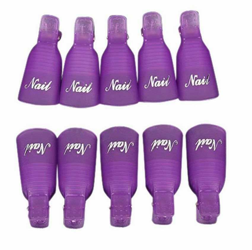 10PCS Plastic Nail Soak Off UV Gel Art Polish Remover Wrap Clip Cap