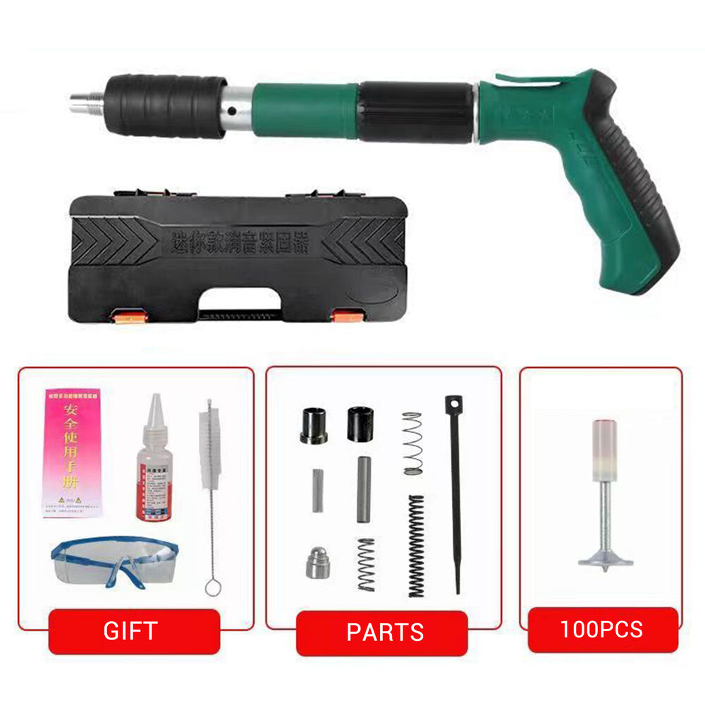 Powerful Concrete Nail Gun Air Nailer Nail Wall Fastening Tool + 100 Round Nails