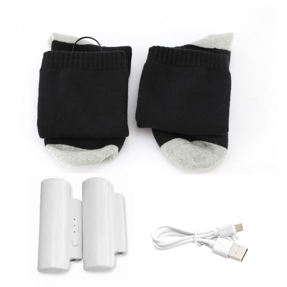 Winter Electric Heated Socks Boot Feet Warmer USB 4000mAh Rechargable Battery