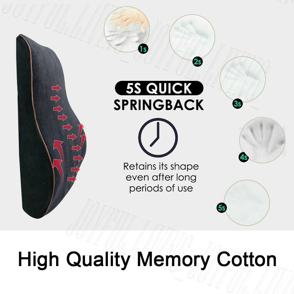 Lumbar Back Memory Foam Support Cushion Seat Waist Back Pillow Home Car Office