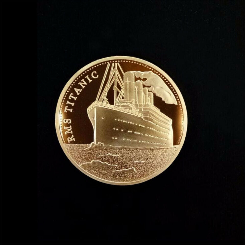 The Voyage of Titanic Commemorative Coin Gold Clad Medal Ship Map Souvenir Gifts