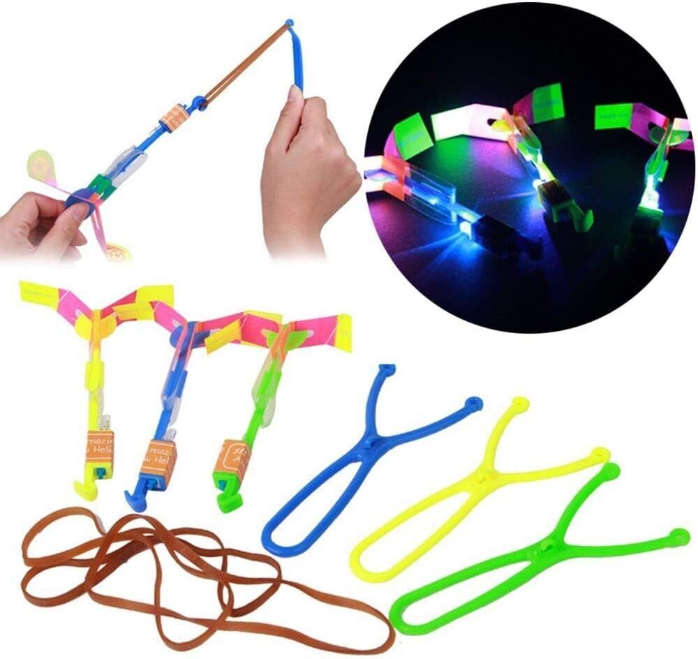 30X Amazing Led Light Arrow Flying Toy Kids Elastic Slingshot Flying Copters