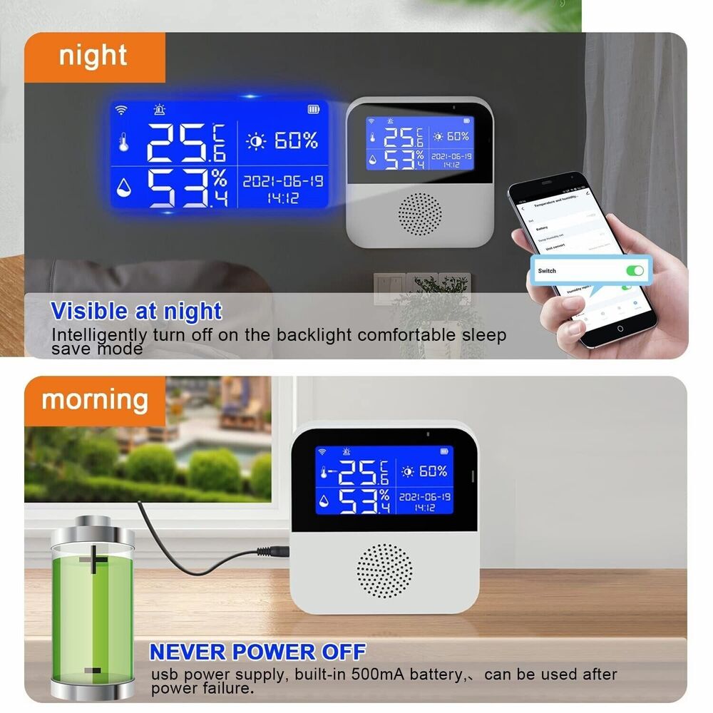 Smart WiFi Wireless Temperature Humidity Sensor Fridge Thermometer Hygrometer