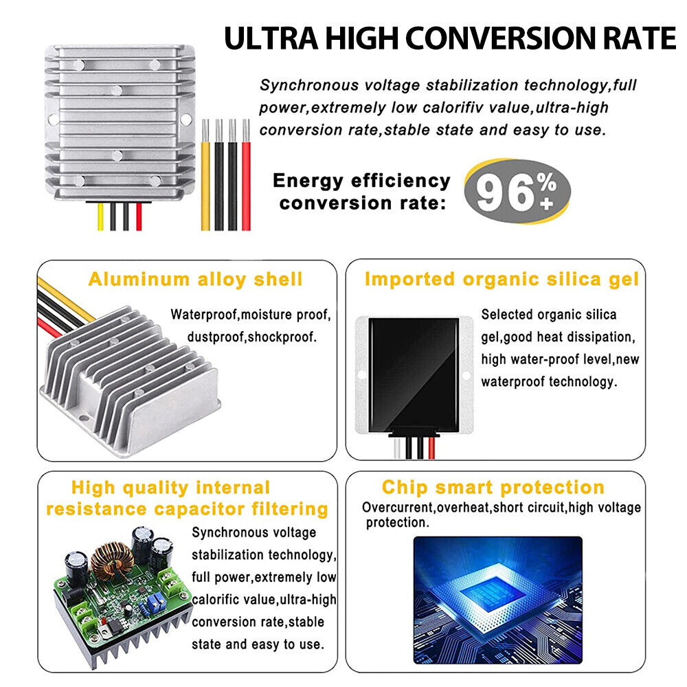 360W Supply Waterproof Car DC 12V Step Up Voltage Converter Regulator Power