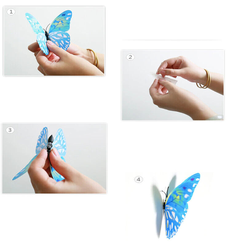 3D Butterfly Wall Sticker Home Decor, wedding decor Removable 12Pcs Blue