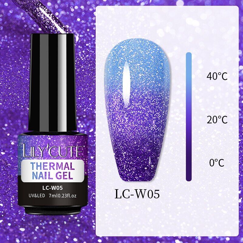 LILYCUTE Thermal Gel Polish Soak Off UV LED Color Changing Gel Nail Art Varnish