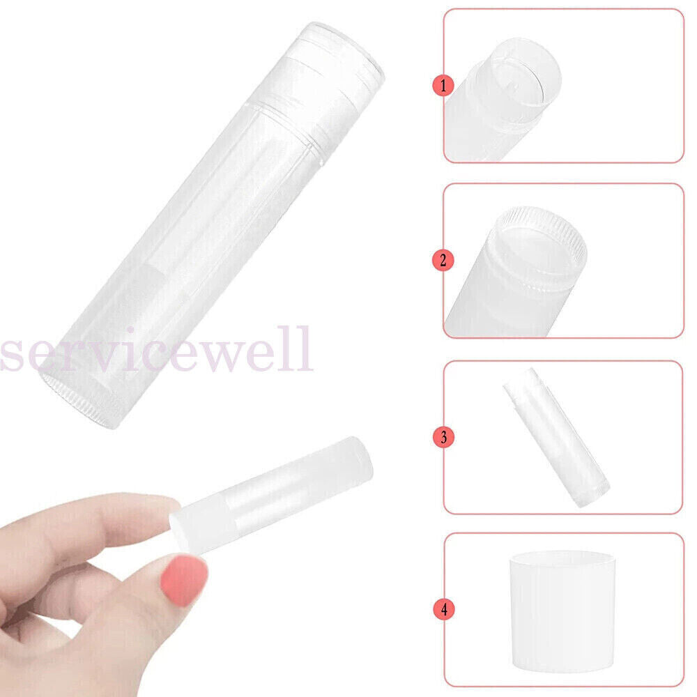 50x Clear Lip Balm Tubes Caps 5g Transparent Empty Lipstick Container