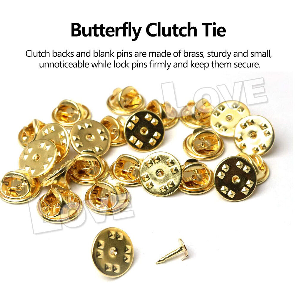 50pcs Butterfly Clutch Tie Tacks Pin Backs Replacement With Blank Pins