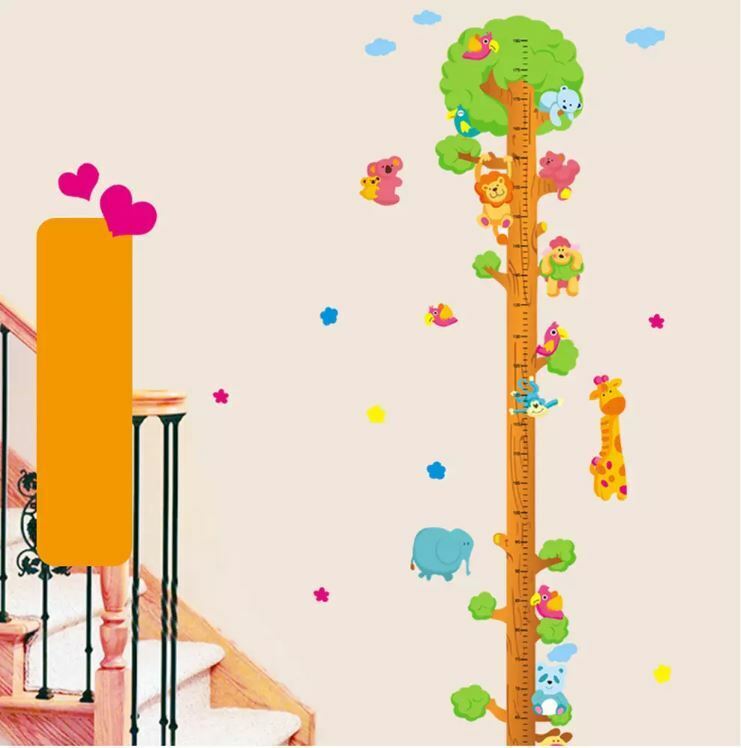 Wall Stickers Removable Giraffe Koala Tree Height Kids Decal Growth Chart