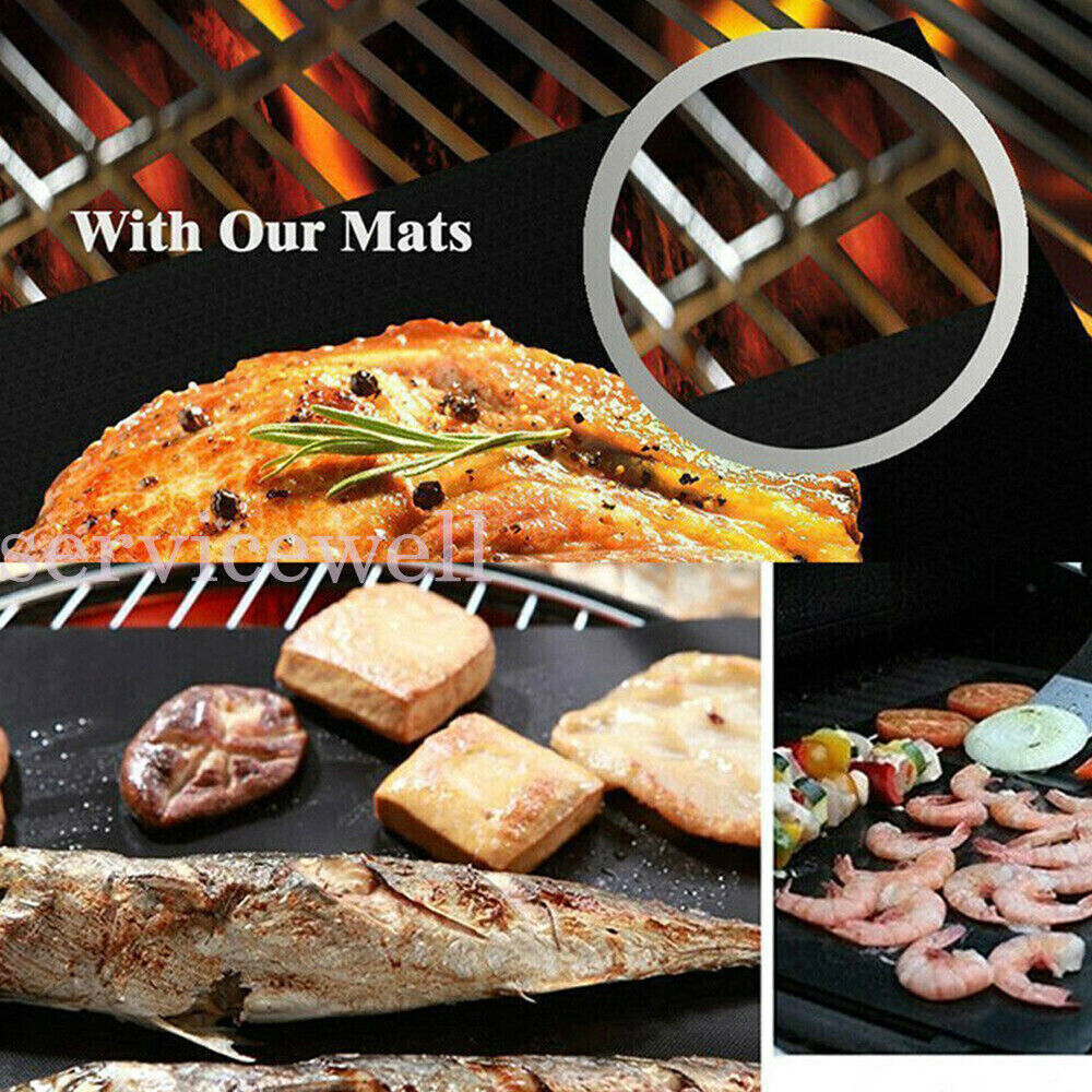 3 BBQ Grill Mat Reusable Sheet Resistant Non-Stick Barbecue Bake Meat