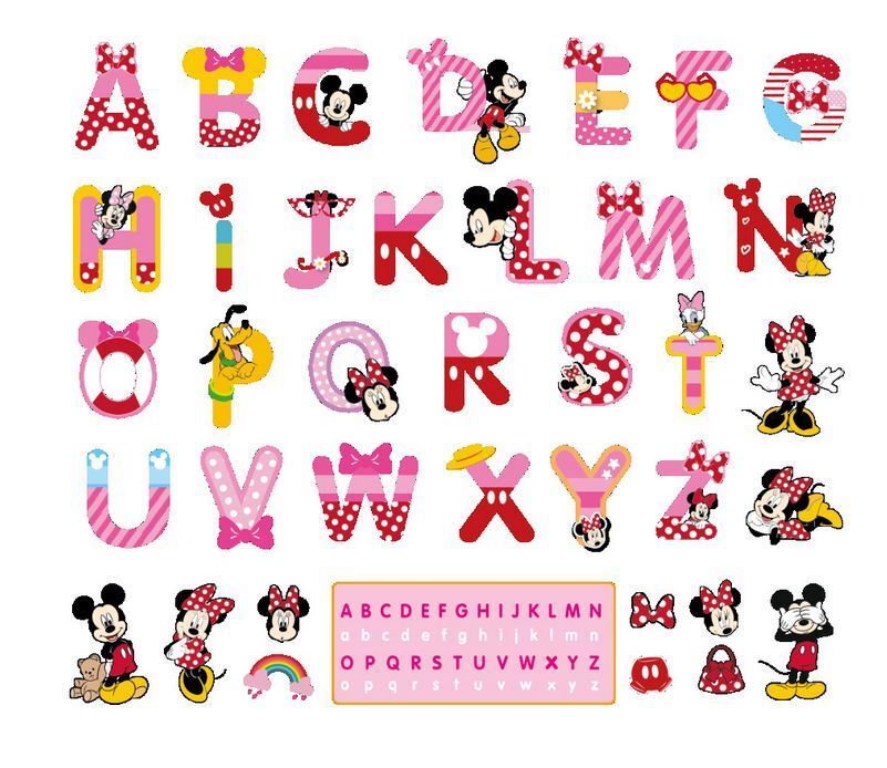 Mickey A-Z Colorful letters Alphabet Kids Wall Stickers Removable Art DIY Decal