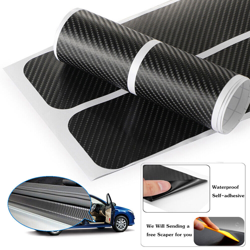 4PCS Carbon Fiber Car Sill Protectors Door Sticker Side Scuff Plate Accessories