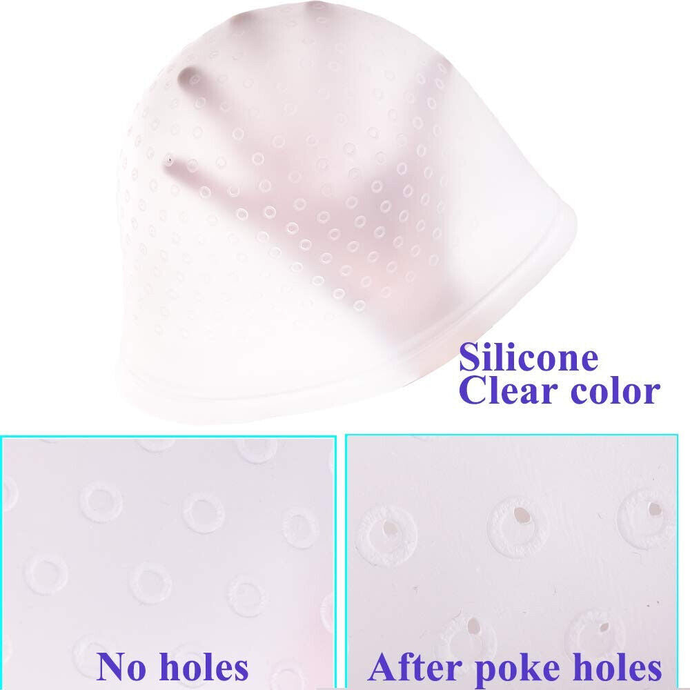 Reusable Salon Hair Cap Highlighting Tinting Hairdressing Streaking Silicone Hat