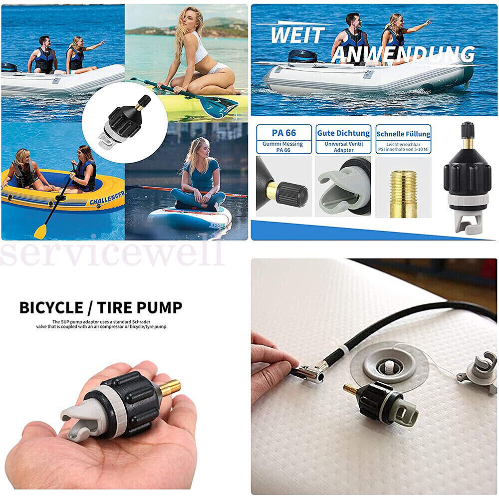 2pcx Air Valve Adapter Sup Pump Compressor Paddle Board Inflatable Boat Auto Car