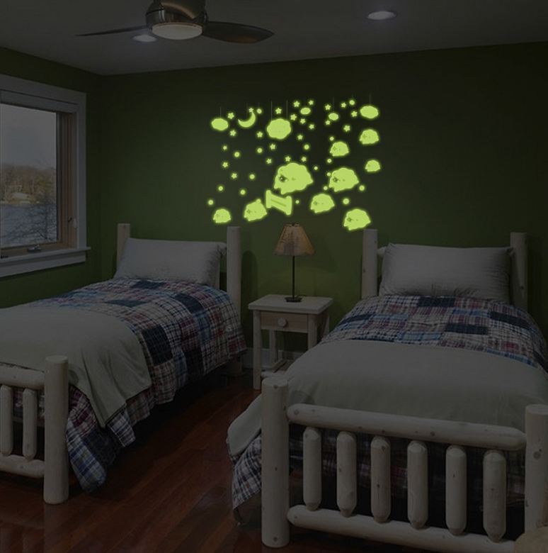 Glow In The Dark Sheep Stars Removable Decal Wall Stickers Living Room Bedroom