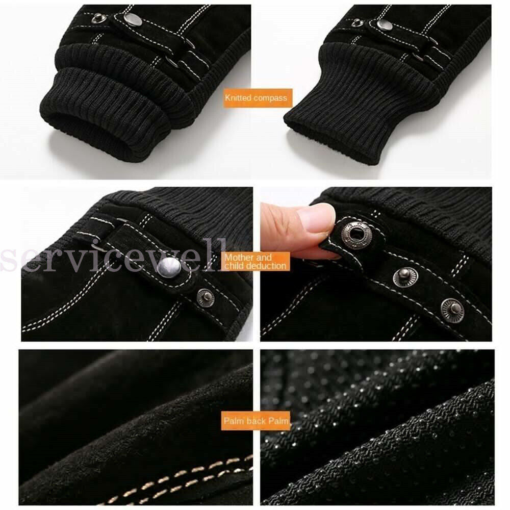 Men Winter Gloves Thermal Leather Touch Screen Warm Windproof Soft Outdoor