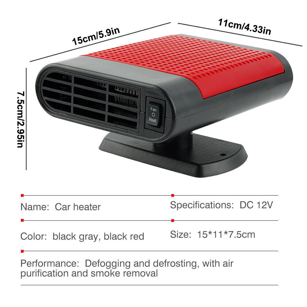 1000W Car Heater Portable Electric Heating Fan Defogger Defroster Demister 12V