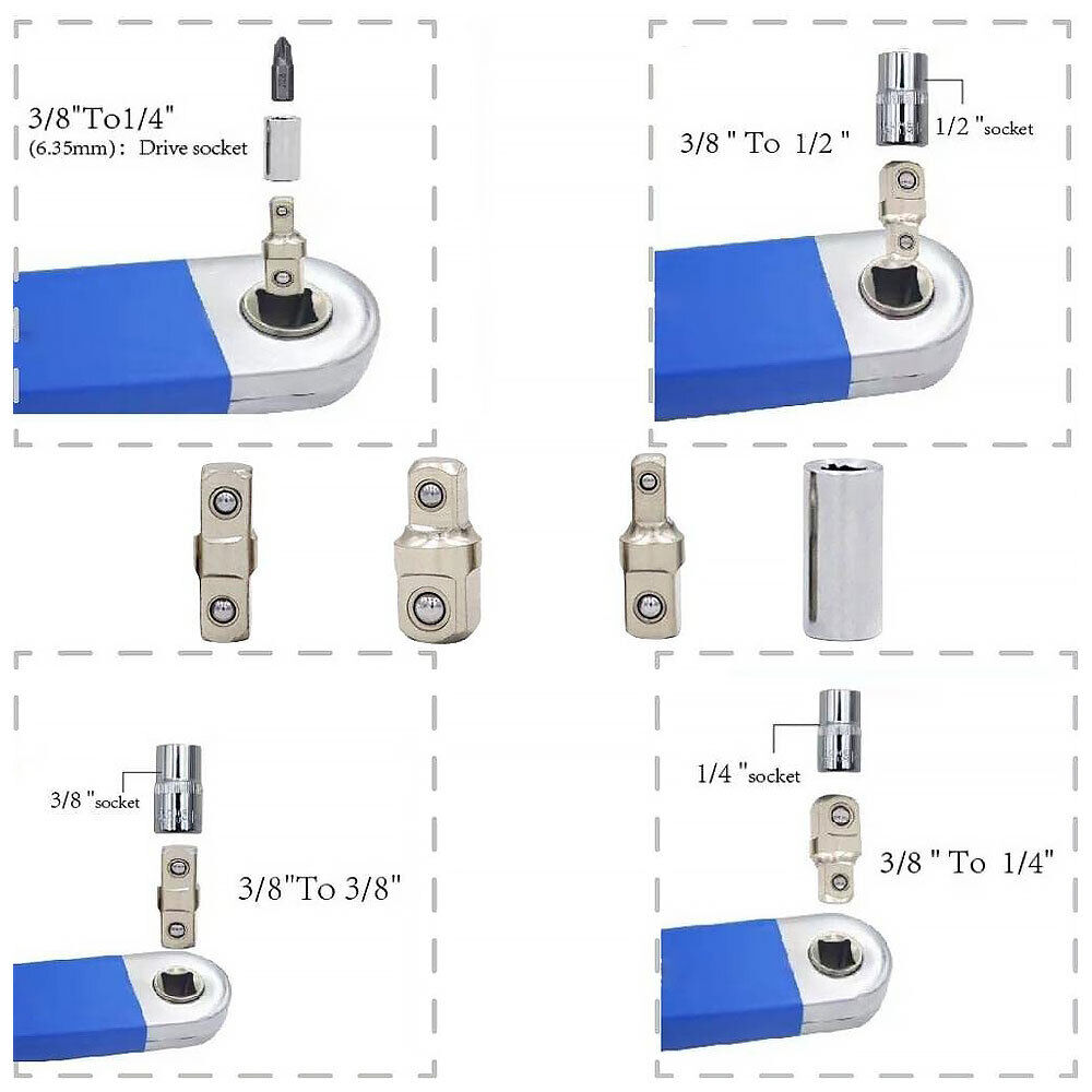 Spanner Extension Wrench Set Offset Ratchet Spanner Extender with Adapters 39cm