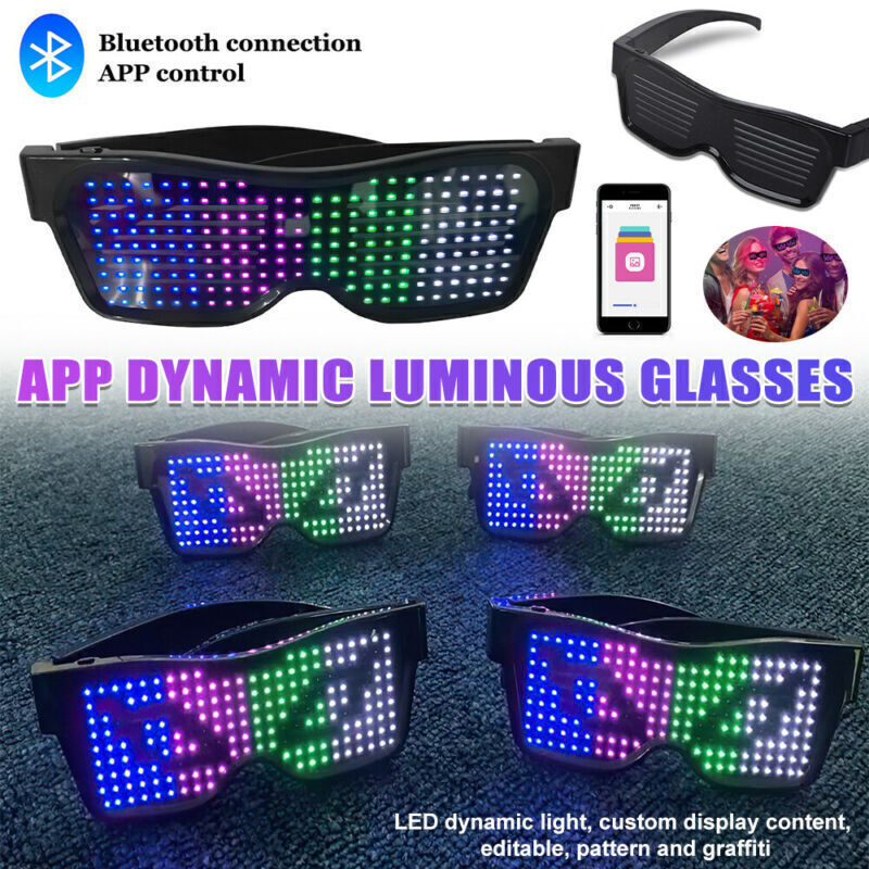 Luminous Glasses LED Light Up Visor Eyeglasses for Costume Neon DJ Rechargeable