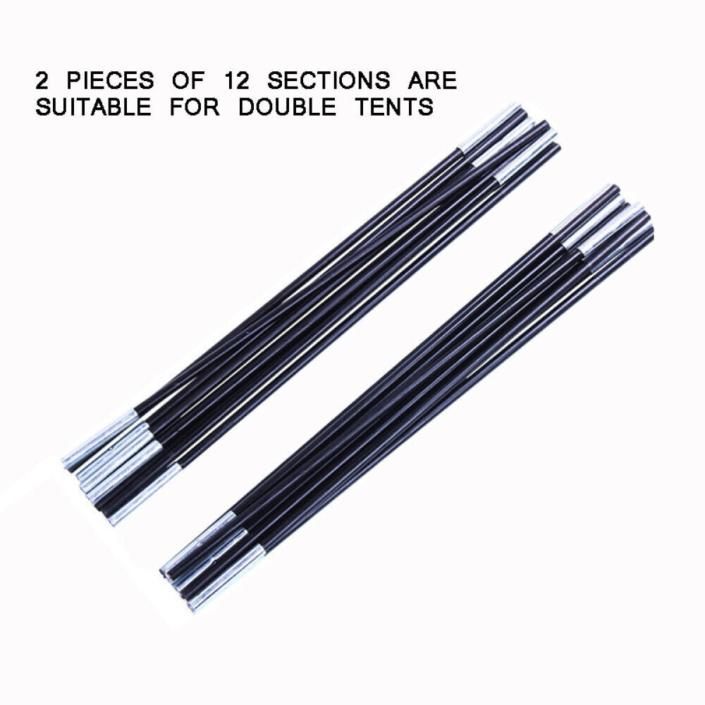 2X 6 Sections Outdoor Camping Foldable Fiberglass Rod Tent Pole Replacement 3.2m