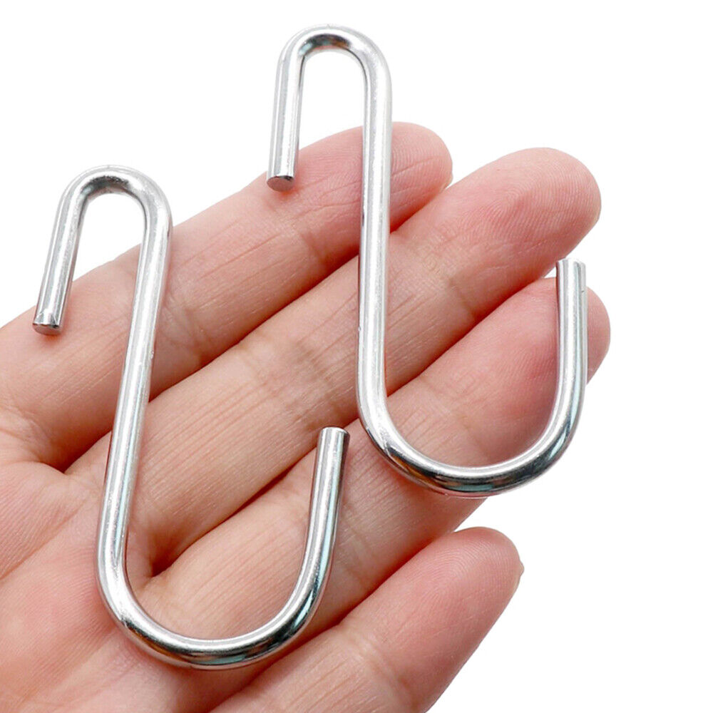 4x S-shaped Stainless Steel Hanging Hooks Kitchen Bathroom Hangers Holder