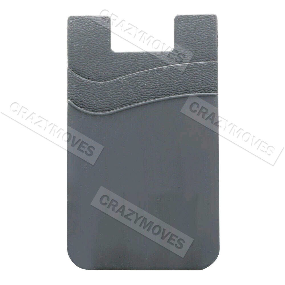 Silicone Mobile Phone Back 2 Layers Card Holder Wallet Stick On Adhesive