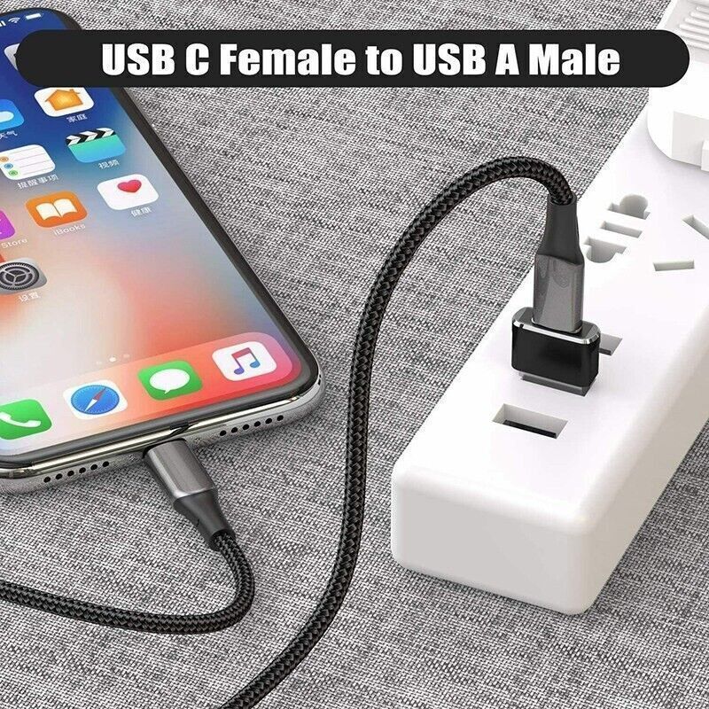 USB Type A Male to USB C Type C Female Charging Port Adapter Fast Converter/OTG