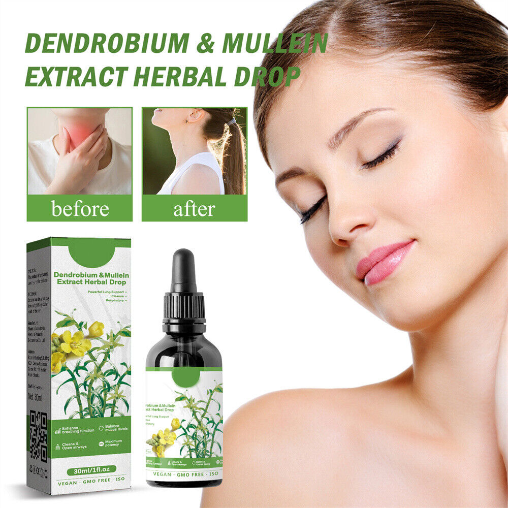 3x Dendrobium & Mullein Extract Powerful Lung Cleanse & Respiratory Drops 30ml