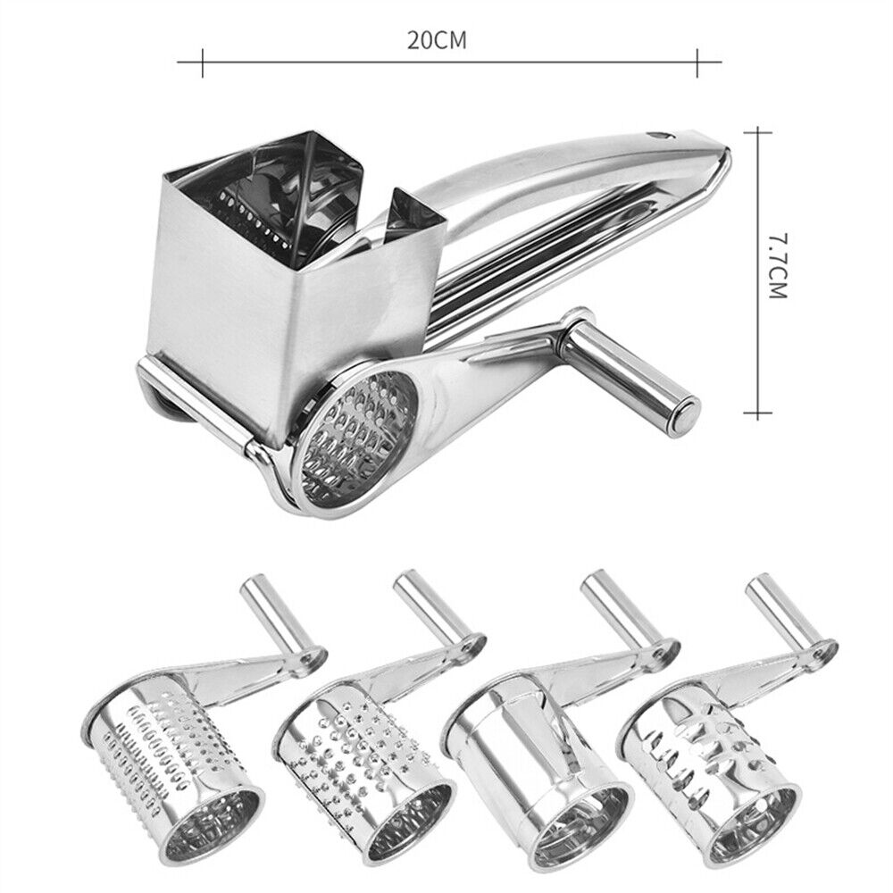 4 Set Multifunction Rotary Cheese Grater Hand Held Cut Slicer Stainless Steel