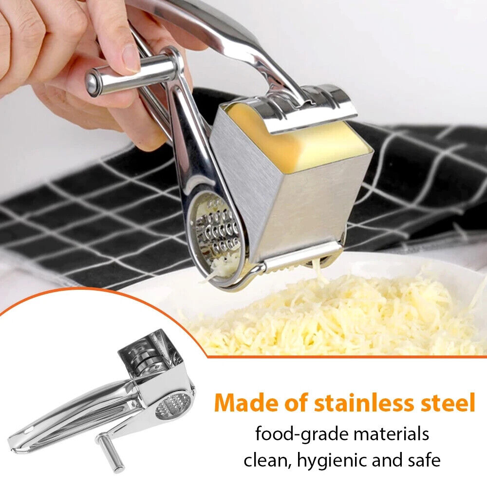 4 Set Multifunction Rotary Cheese Grater Hand Held Cut Slicer Stainless Steel