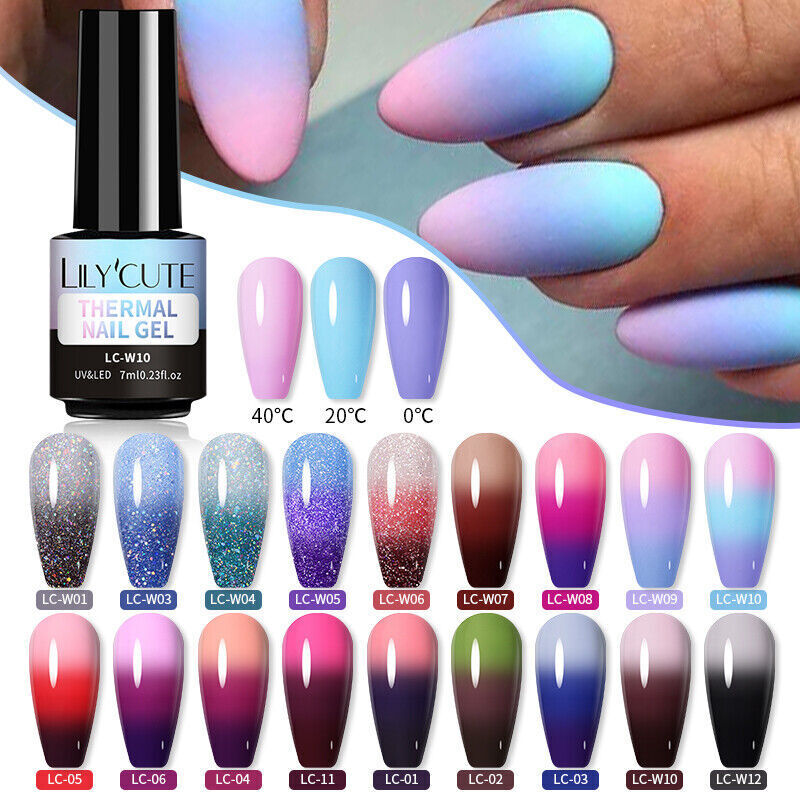 LILYCUTE Thermal Gel Polish Soak Off UV LED Color Changing Gel Nail Art Varnish