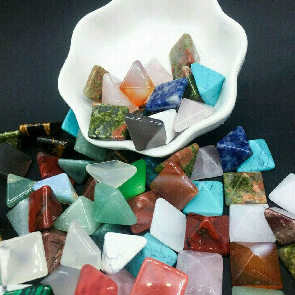 Set of 7pcs Chakra Pyramid Stone Set Crystal Healing Natural Spirituality Gems