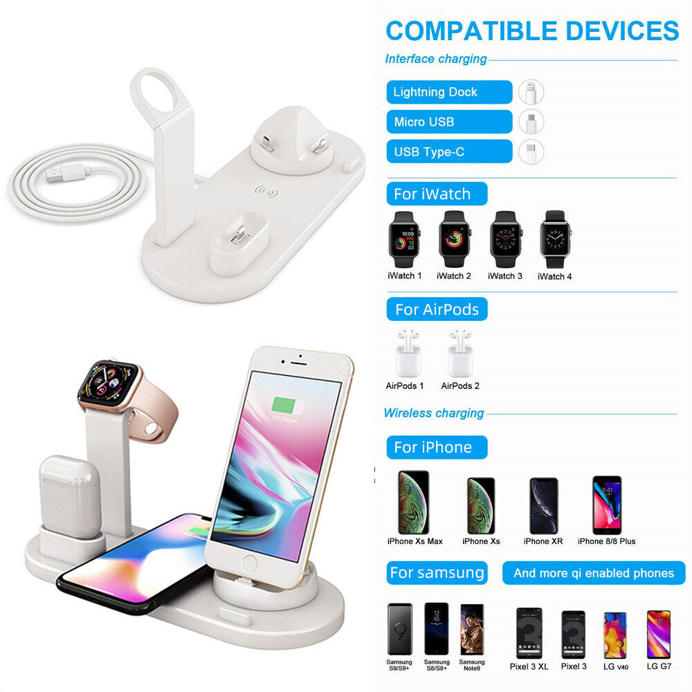 Wireless Charger for Apple iWatch Airpods Stand Charging Dock Micro USB Type C