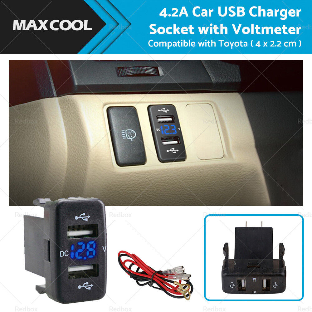 4.2A Car Charger Socket USB Voltmeter Suitable For Toyota Hilux Prado Camry Rav4