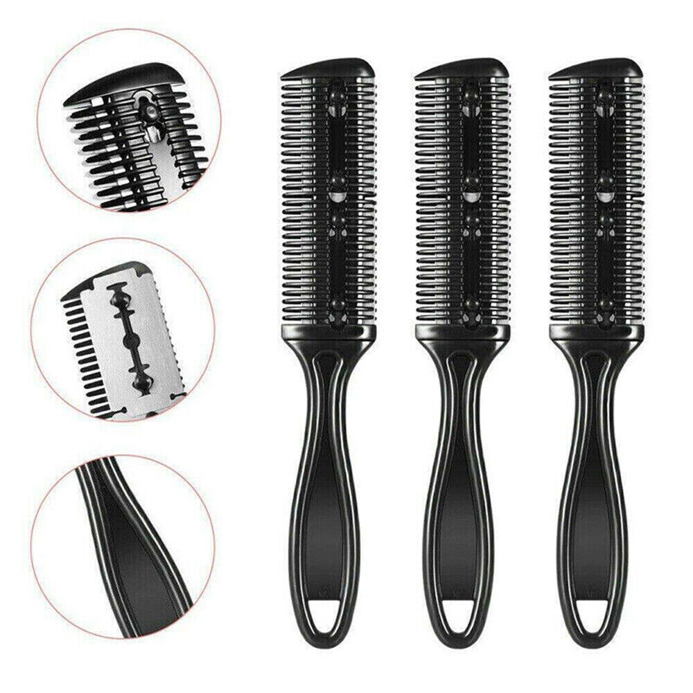 3Pcs Hair Thinning Cutting Trimmer Razor Comb with Blades Hair Cutter Comb Tools