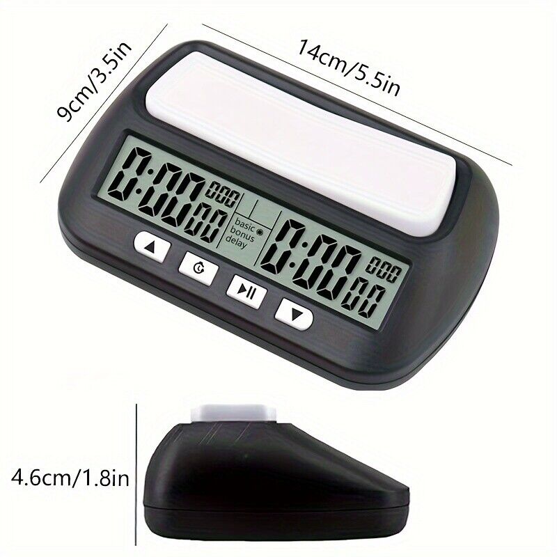 New Black Digital Chess Clock Compact Timer for International Chess Board Game