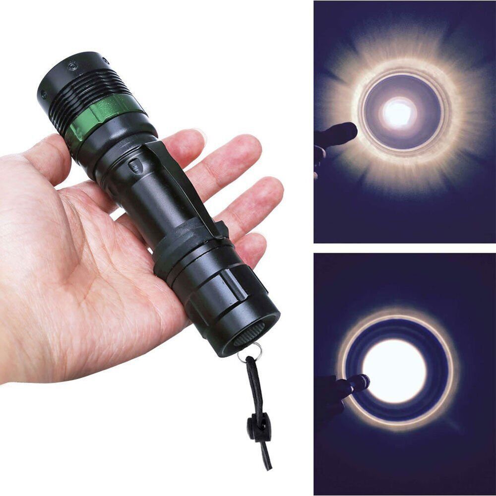 Q5 Tactical Military LED Flashlight Torch Zoom able 3 Mode AAA Lamp Torch Black