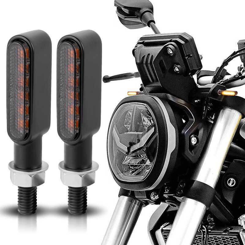 2x Mini Amber Motorcycle Indicators Motorbike 6 LED Turn Signal Blinkers Light