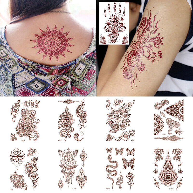 Temporary Tattoos Sticker Red Classic Henna Tattoo Tattoo Sticker Body Art 1pc