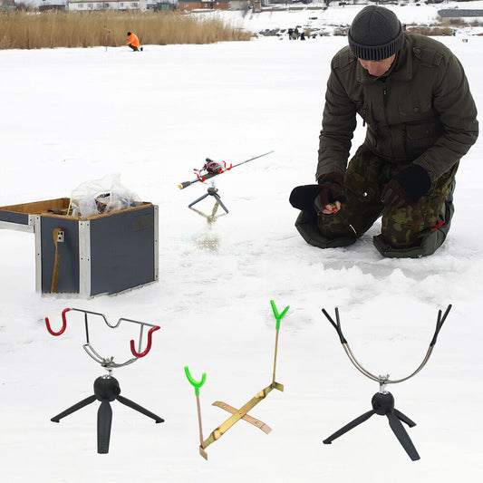 Portable Ice Fishing Rod Holder Adjustable Angle Double-Head Fish Pole Holder