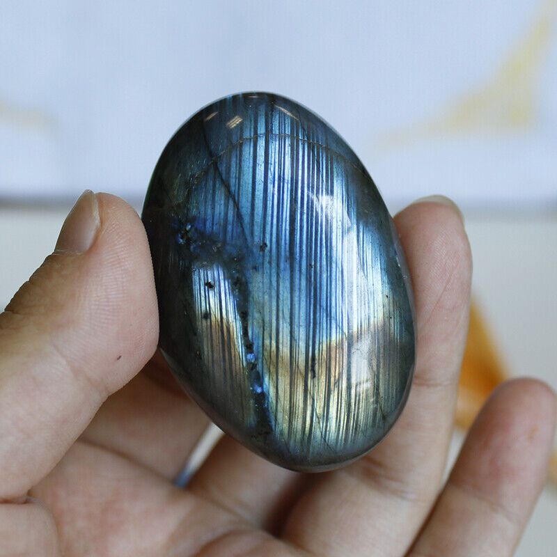 Natural Labradorite Polished Crystal Quartz Ore Specimen Palm Stone Worry Stone