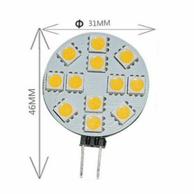 G4 5050 SMD 6/9/12 LED Car Boat Light Round Bulb Side-pins Lamp DC 12V