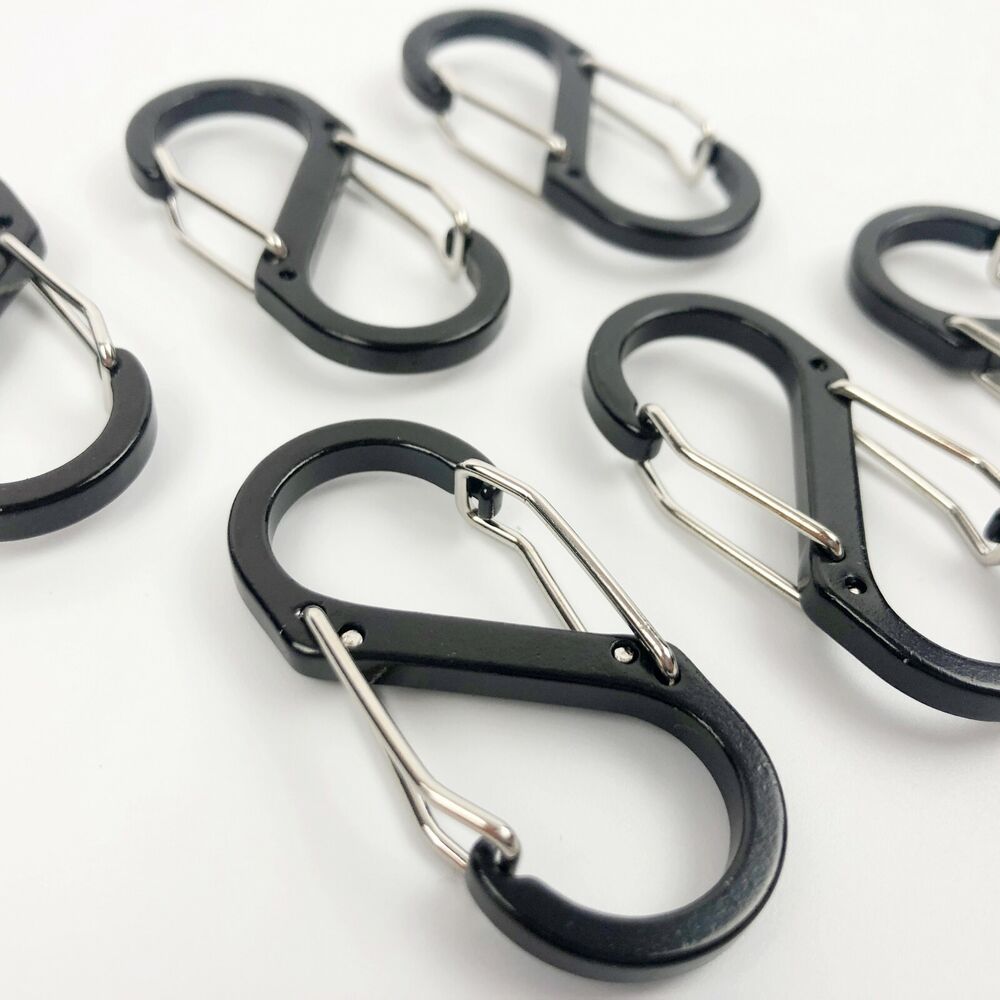 6 x Cable Carabiner Camping Hiking Hook Chain Key S-Ring Lock Clip Holder