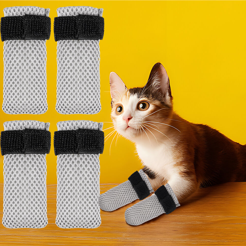 4Pcs Cat Mittens Adjustable Cat Foot Covers Breathable Mesh Cat Mittens