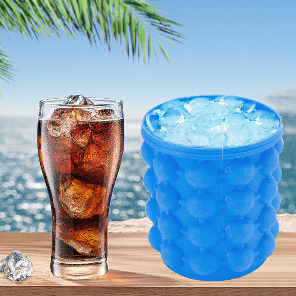 Silicone Ice Bucket Cube Maker Space Saving Revolutionary Drink Holder Picnic