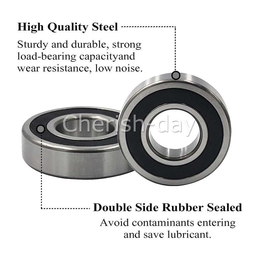 2X Radial Bearings 6001-6203 6204 2RS Rubber Seals Deep Grooved Ball Bearing-