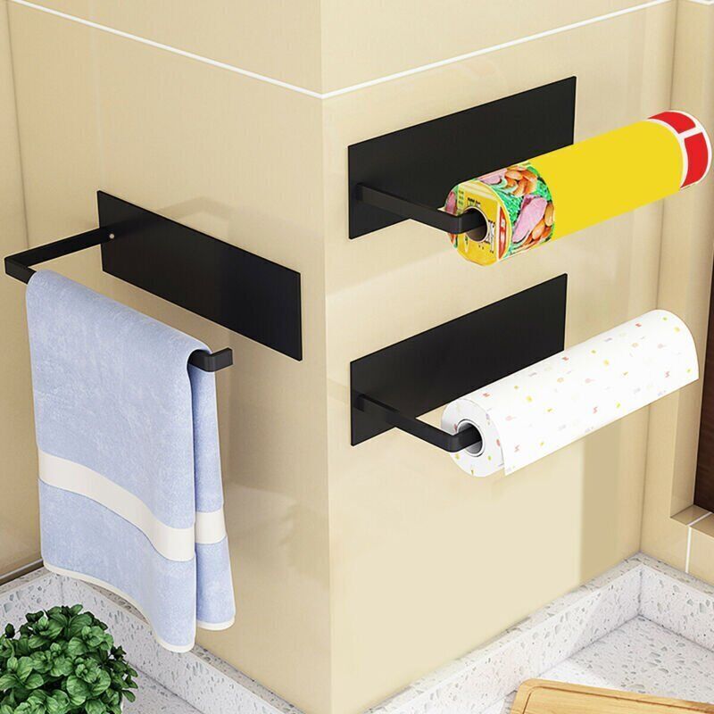 Kitchen Paper Towel Rack Toilet Roll Holder Wall Mount Tissue Self-Adhesive