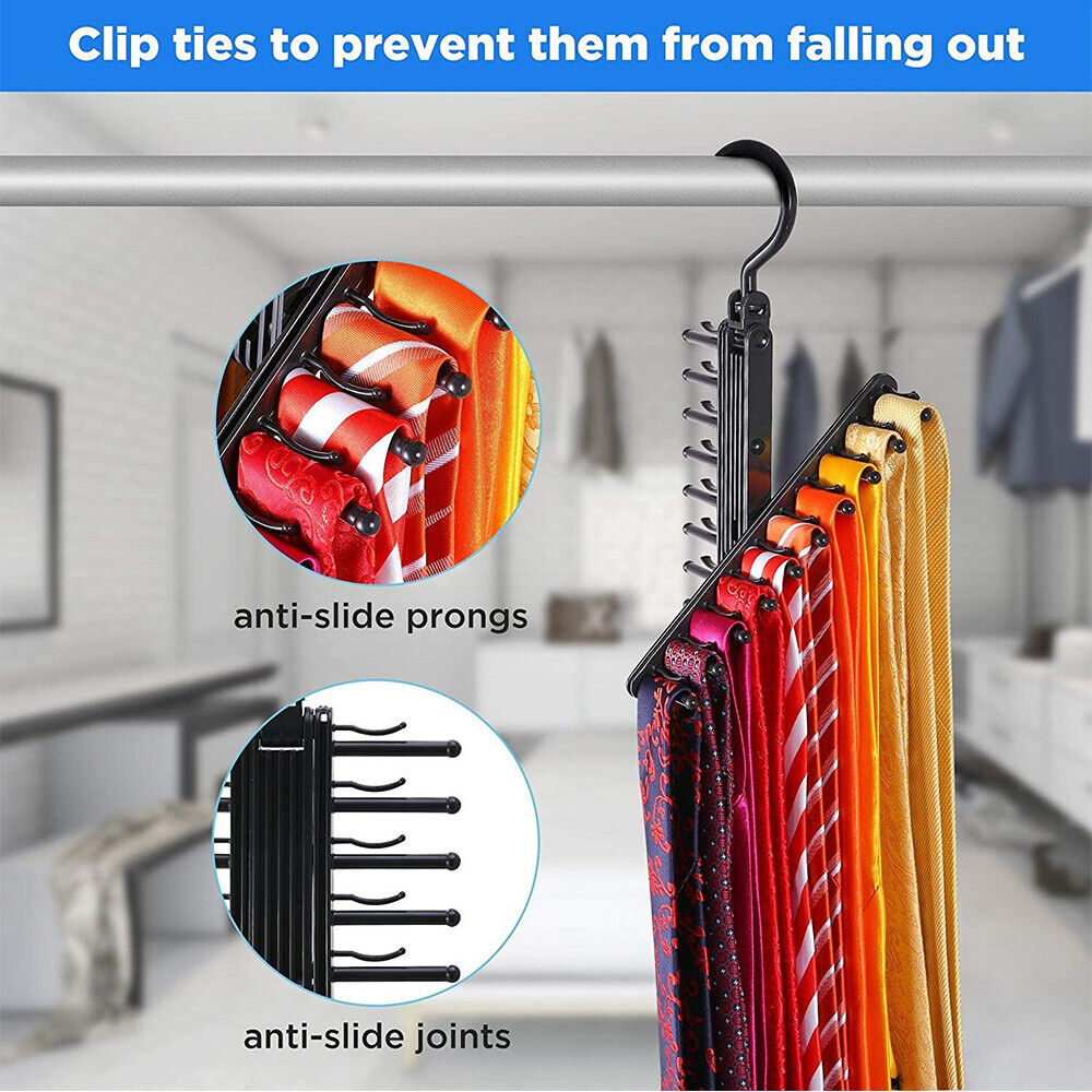 360 Rotating Compact Home Hanger NEW Rack Holder Adjustable Belt Scarf 20 Tie