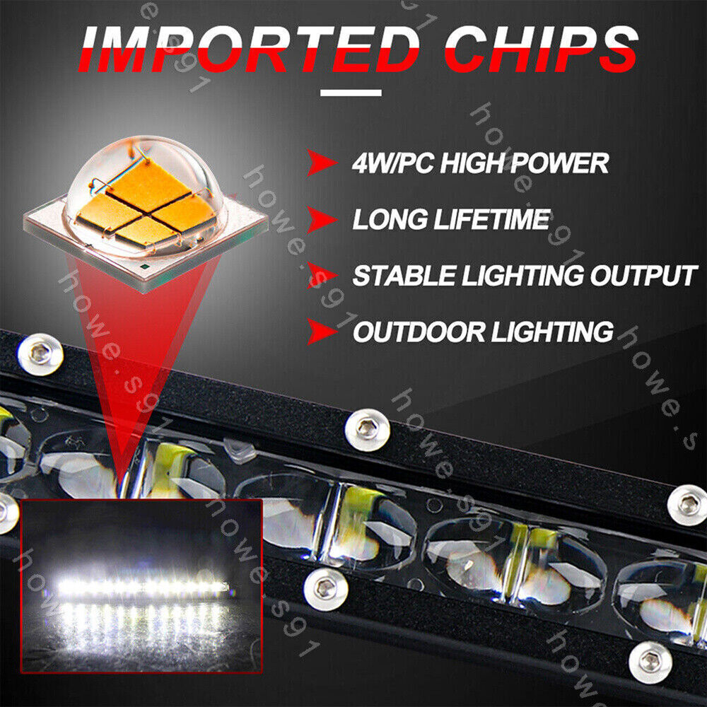 2x 7inch LED Light Bar Super Slim Single Row 12V 24V Work Lamp Offroad